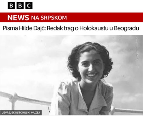 Black-and-white portrait of Hilde Dajč, a young Jewish woman, smiling, from a Jewish Historical Museum archive.