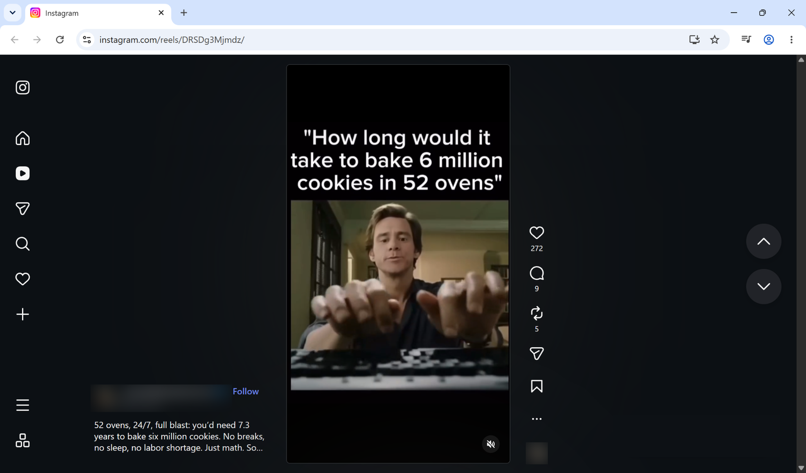 Meme video: top text reads, 'How long would it take to bake 6 million cookies in 52 ovens?' with a man gesturing on screen below the words.